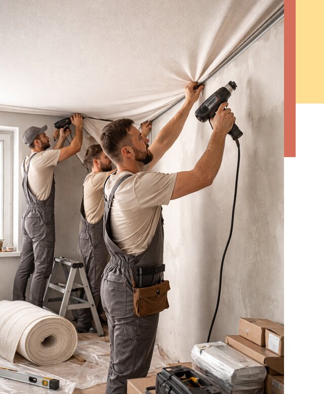 Монтаж фактурного натяжного потолка в Егорьевске от 759 руб. — ОТДЕЛОЧНИК-Грь