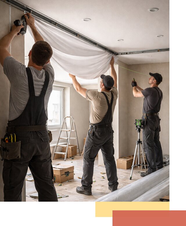 Монтаж парящего натяжного потолка под ключ в Егорьевске