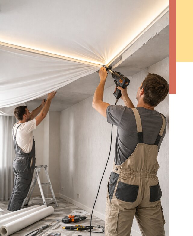 Монтаж натяжного потолка с подсветкой в Егорьевске от 962 руб. | ОТДЕЛОЧНИК-Грь