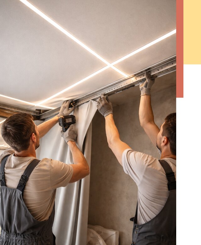 Монтаж натяжного потолка со световыми линиями в Егорьевске от 1215 руб. | ОТДЕЛОЧНИК-Грь