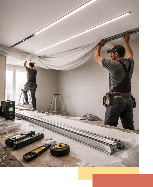 Монтаж натяжных потолков со световыми линиями в Егорьевске