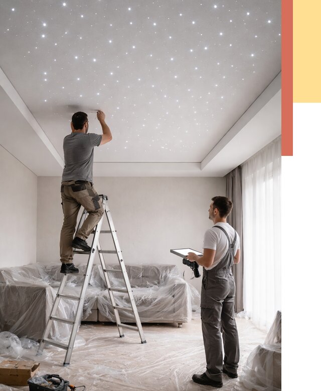 Монтаж натяжного потолка «звездное небо» в Егорьевске от 6582 руб. | ОТДЕЛОЧНИК-Грь