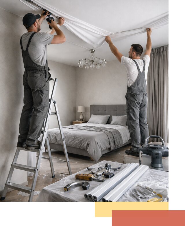 Монтаж натяжного потолка в спальне в Егорьевске