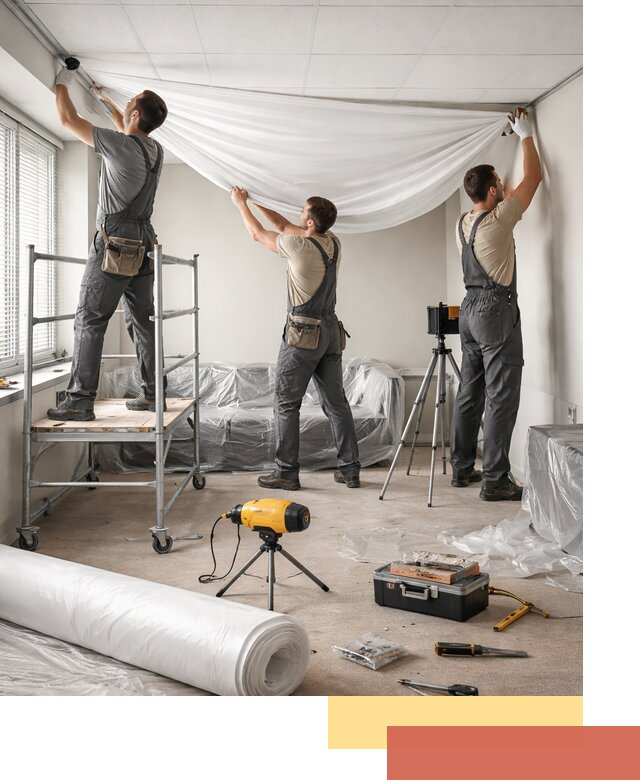 Монтаж натяжного потолка в офисе в Егорьевске