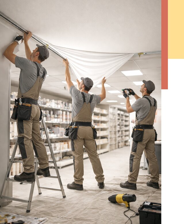 Монтаж натяжного потолка в магазине в Егорьевске от 4557 руб. быстро и недорого | ОТДЕЛОЧНИК-Грь