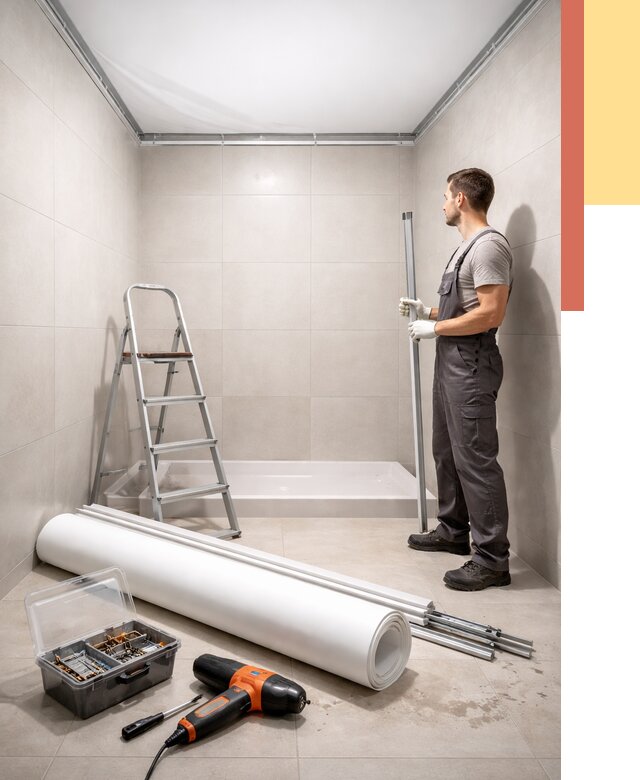 Монтаж натяжного потолка в санузле в Егорьевске от 1873 руб. — ОТДЕЛОЧНИК-Грь