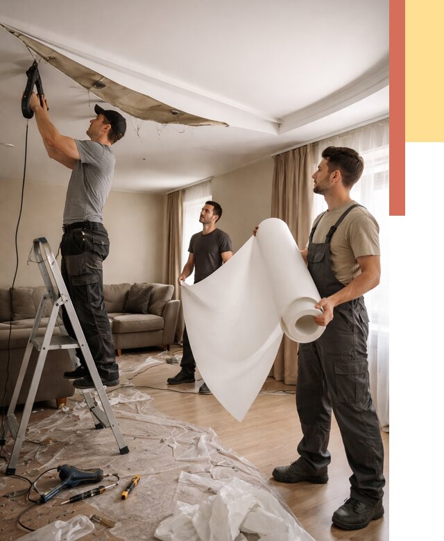 Замена полотна натяжного потолка в Егорьевске от 9620 руб. быстро и недорого | ОТДЕЛОЧНИК-Грь