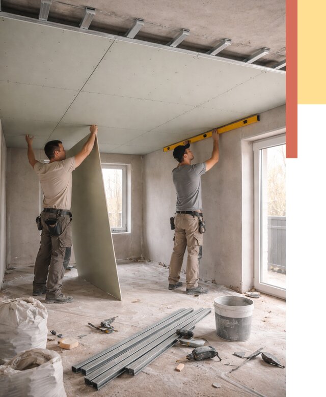 Одноуровневый потолок из гипсокартона в Егорьевске от 759 руб. — монтаж под ключ | ОТДЕЛОЧНИК-Грь