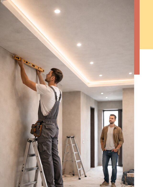 Потолок из гипсокартона с подсветкой в Егорьевске от 759 руб./м2 под ключ | ОТДЕЛОЧНИК-Грь