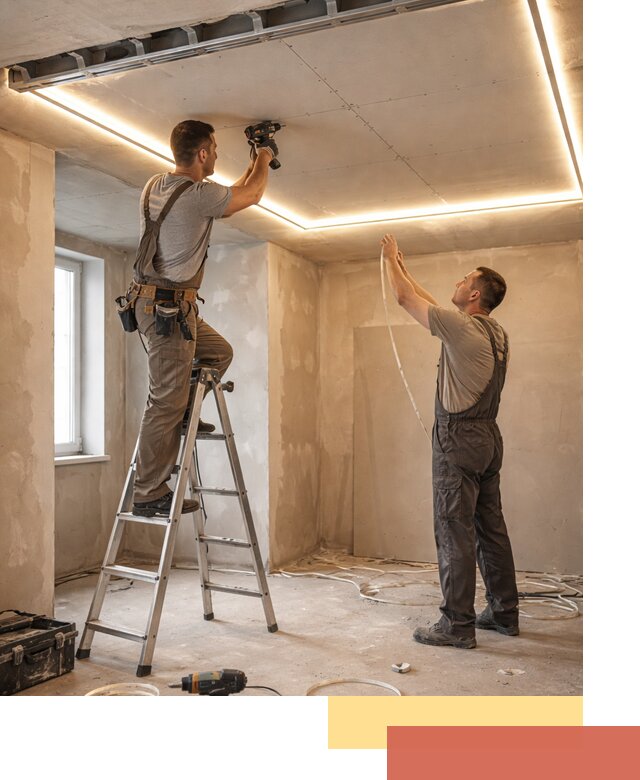 Потолок из гипсокартона с подсветкой в Егорьевске