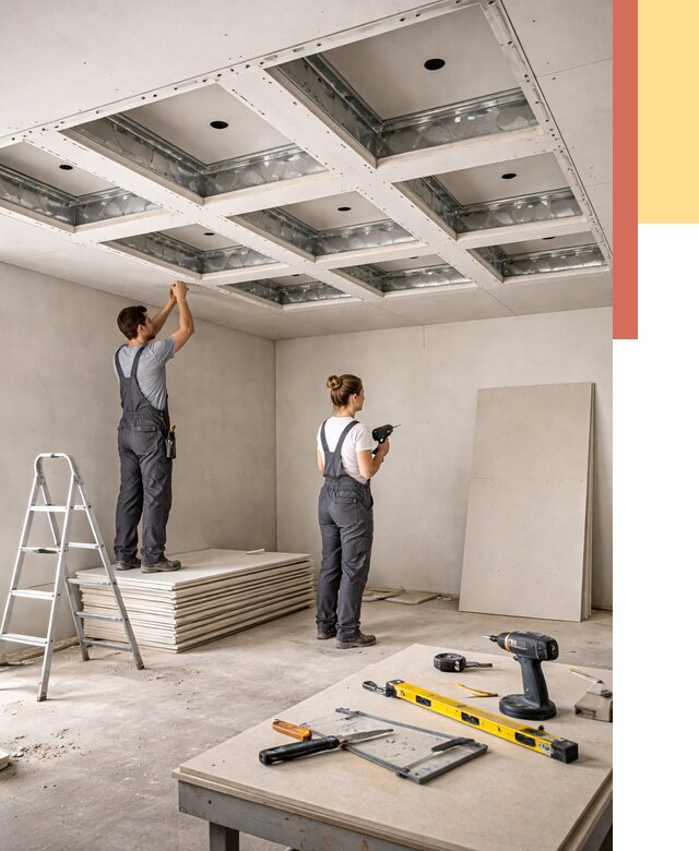 Кессонный потолок из гипсокартона в Егорьевске от 1873 руб. — монтаж и под ключ | ОТДЕЛОЧНИК-Грь